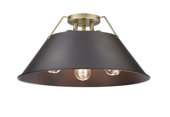 Yep by Golden Lighting Orwell 3-light Flush Mount in Aged Brass and Rubbed Bronze shade (36|3306-3FM AB-RBZ)