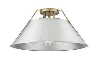 Yep by Golden Lighting Orwell 3-light Flush Mount in Aged Brass and Pewter shade (36|3306-3FM AB-PW)