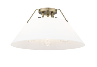Yep by Golden Lighting Orwell 3-light Flush Mount in Aged Brass and Opal Glass (36|3306-3FM AB-OP)