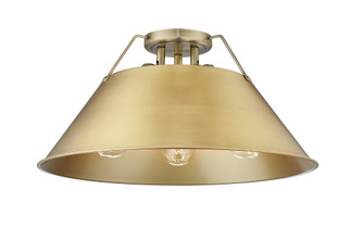 Yep by Golden Lighting Orwell 3-light Flush Mount in Aged Brass and Brushed Champagne Brass shade (36|3306-3FM AB-BCB)
