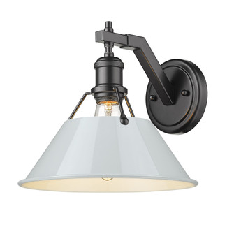 Yep by Golden Lighting Orwell 1-light Wall Sconce in Matte Black and Dusky Blue shade (36|3306-1W BLK-DB)