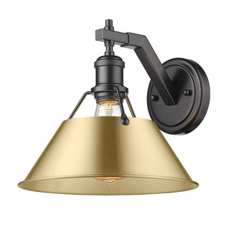 Orwell BLK 1 Light Wall Sconce in Matte Black with Brushed Champagne Bronze shade (36|3306-1W BLK-BCB)