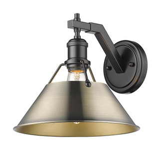 Orwell BLK 1 Light Wall Sconce in Matte Black with Aged Brass shade (36|3306-1W BLK-AB)