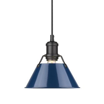 Yep by Golden Lighting Orwell 1-light 8in Pendant in Matte Black and Navy Blue shade (36|3306-S BLK-NVY)