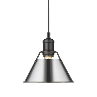 Yep by Golden Lighting Orwell 1-light 8in Pendant in Matte Black and Chrome shade (36|3306-S BLK-CH)