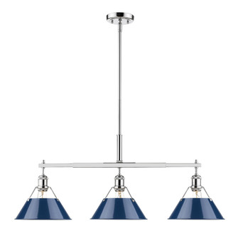 Yep by Golden Lighting Orwell 3-light Island Light in Chrome and Navy Blue shade (36|3306-LP CH-NVY)
