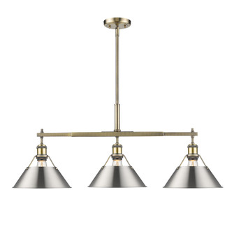 Yep by Golden Lighting Orwell 3-light Island Light in Aged Brass and Pewter shade (36|3306-LP AB-PW)