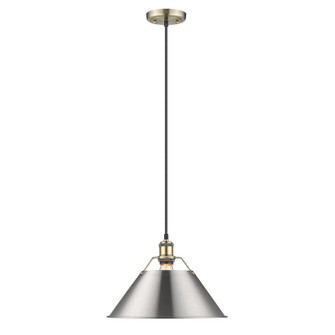 Orwell AB Large Pendant - 14'' in Aged Brass with Pewter shade (36|3306-L AB-PW)