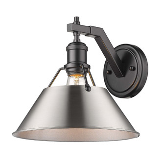Yep by Golden Lighting Orwell 1-light Wall Sconce in Matte Black and Pewter shade (36|3306-1W BLK-PW)