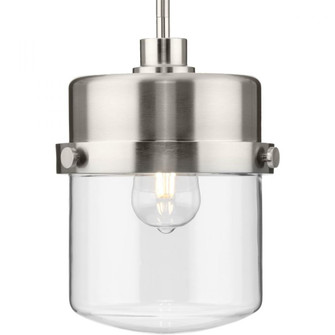 Beckner Collection One-Light Brushed Nickel Clear Glass Urban Industrial Pendant Light (149|P500471-009)