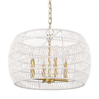 Ellie 4 Light Chandelier in Modern Brushed Gold with Bleached White Raphia Rope Shade (36|6808-4 MBG-WR)