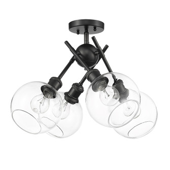 Wry Lighting Axel 4-light Semi-Flush Mount in Matte Black and Globe Clear Glass (36|1945-SF BLK-GLOBE-CLR)