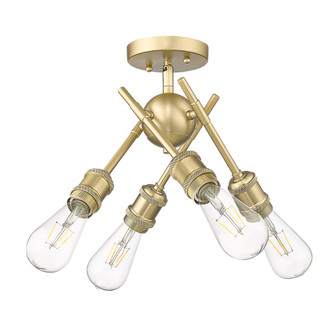 Wry Lighting Axel 4-light Semi-Flush Mount in Brushed Champagne Brass (36|1945-SF BCB)