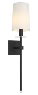 1 LT 5.9''W ''FAIRBURN'' MATTE BLACK WALL SCONCE / FABRIC SHADE E12 10W LED (3605|S00811MB)