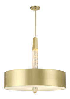 5 Light Pendant in Brushed Brass with Faux Rock Crystal and Frosted Glass (77|P1285-859-L)