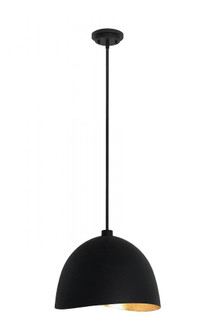 1 Light Pendant in Textured Sand Coal Black with Gold Leaf Inside (77|P1914-711)