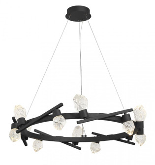 12 Light LED Chandelier in sand Coal Finish with Clear Faux Rock Crystal (77|P1537-066-L)