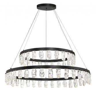 2 Tier LED Chandelier in Coal Black Finish with Clear Faux Rock Crystal (77|P1499-66A-L)