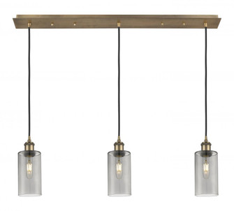 Crown Point - 3 Light - 37 inch - Brushed Brass - Linear Pendant (3442|123B-3P-BB-G434-7SM)