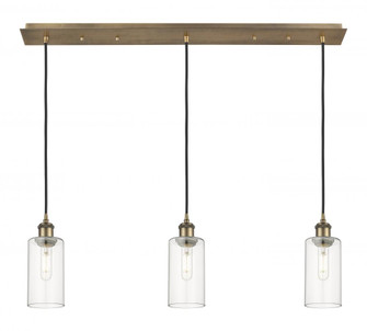 Crown Point - 3 Light - 37 inch - Brushed Brass - Linear Pendant (3442|123B-3P-BB-G434-7CL)