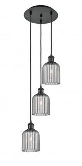 Bridal Veil - 3 Light - 12 inch - Matte Black - Cord Hung - Multi Pendant (3442|113B-3P-BK-G559-5SM)