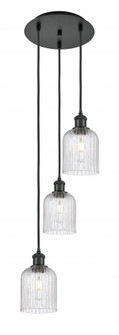 Bridal Veil - 3 Light - 12 inch - Matte Black - Cord Hung - Multi Pendant (3442|113B-3P-BK-G559-5SDY)