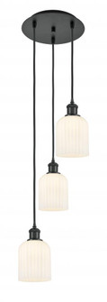 Bridal Veil - 3 Light - 12 inch - Matte Black - Cord Hung - Multi Pendant (3442|113B-3P-BK-G559-5GWH)