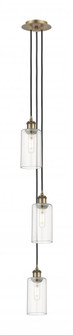 Crown Point - 3 Light - 7 inch - Brushed Brass - Multi Pendant (3442|103B-3P-BB-G434-7CL)