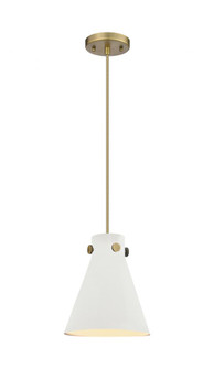 Newton Cone - 1 Light - 8 inch - Brushed Brass - Cord hung - Pendant (3442|410-1PS-BB-M411-8W)