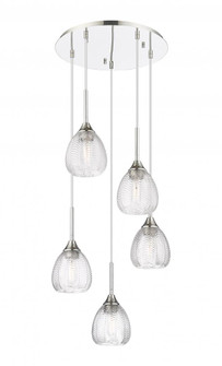 Berkshire - 5 Light - 19 inch - Polished Nickel - Cord Hung - Multi Pendant (3442|323-5P-PN-G323-6CL)