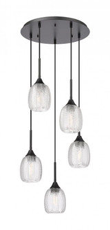 Berkshire - 5 Light - 18 inch - Matte Black - Cord Hung - Multi Pendant (3442|323-5P-BK-G323-5CL)
