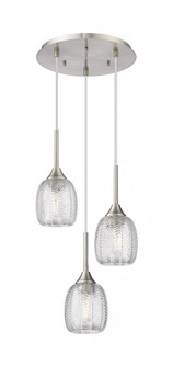 Berkshire - 3 Light - 13 inch - Brushed Satin Nickel - Cord Hung - Multi Pendant (3442|323-3P-SN-G323-5CL)