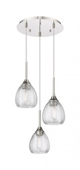 Berkshire - 3 Light - 13 inch - Polished Nickel - Cord Hung - Multi Pendant (3442|323-3P-PN-G323-6CL)