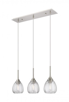 Berkshire - 3 Light - 27 inch - Brushed Satin Nickel - Cord Hung - Island Light (3442|323-3I-SN-G323-6CL)