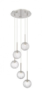 Barrington - 5 Light - 16 inch - Brushed Satin Nickel - Cord hung - Mini Pendant (3442|320-5P-SN-G320-6CL-SN)