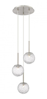 Barrington - 3 Light - 12 inch - Brushed Satin Nickel - Cord hung - Mini Pendant (3442|320-3P-SN-G320-6CL-SN)