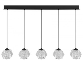Beluga 5-Light Linear Multi Pendant in Black with Acrylic Faceted Spheres (4450|HF3955-BK)