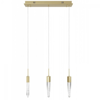 Aspen  32'' Linear  Multi  Pendant in Brushed Brass and Bubbled Crystal (4450|HF1900-3-AP-BB)