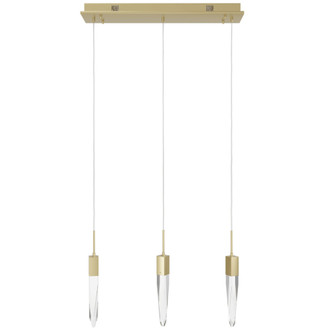 The Original Aspen 3-Light 37''W LED Linear Pendant in Brushed Brass/Clear Crystals (4450|HF1900-3-AP-BB-C)