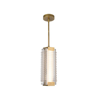 Alai 16-in Vintage Brass/Ribbed Glass Dimmable LED Pendant (7713|PD374316VBCR-UNV)