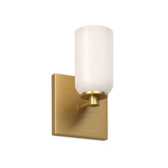 Nola 4-in Brushed Gold/Glossy Opal Glass Socket Damp-Rated Wall Sconce (461|WS57704-BG/GO)