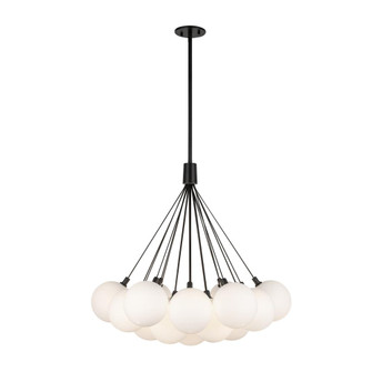 Bolla 28-in Black/Opal Glass Dimmable LED Chandelier (461|CH3128-BK/OP)