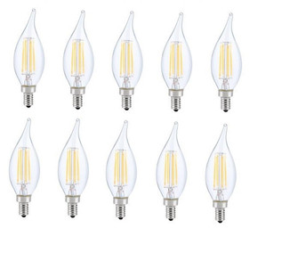 LED E12 Candelabra, Flame Tip, 2700k, 300 Degree, Cri80, Es, Ul, 6w, 40w Equivalent, 15000hrs, Lm480 (758|E12LED106-10PK)