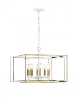 Lowe 8-Light Pendant Light Matte White/Vintage Brass (670|22608-MW/VB)