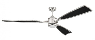 Viva 72'' 3-Blade Ceiling Fan in Polished Nickel w/ Flat Black Fabric Texture ABS Blades (20|VIA72PLN3)