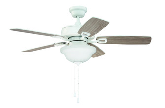 Twist N Click 42'' 5-Blade Ceiling Fan in White w/ White/Washed Oak Blades (3-Light Bowl) (20|TCE42W5C1-C)