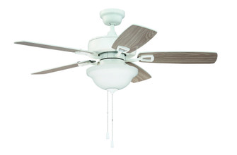 Twist N Click 42'' 5-Blade Ceiling Fan in White w/ White/Washed Oak Blades (3-Light Bowl); Integr (20|TCE42W5C1-C)