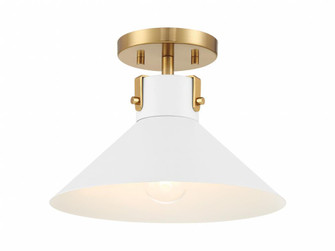 1-Light Ceiling Light in White and Natural Brass (8483|M60078WHNB)