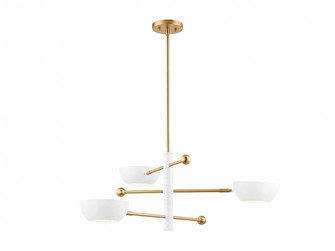 3-Light Chandelier in White and Natural Brass (8483|M100143WHNB)