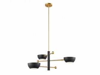 3-Light Chandelier in Matte Black and Natural Brass (8483|M100143MBKNB)